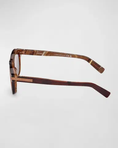 Zegna Men's AURORA Acetate Round Sunglasses | Thumbnail 4 Zegna Men's AURORA Acetate Round Sunglasses | Thumbnail 4