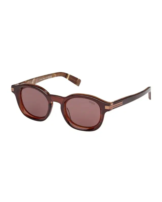 Zegna Men's AURORA Acetate Round Sunglasses