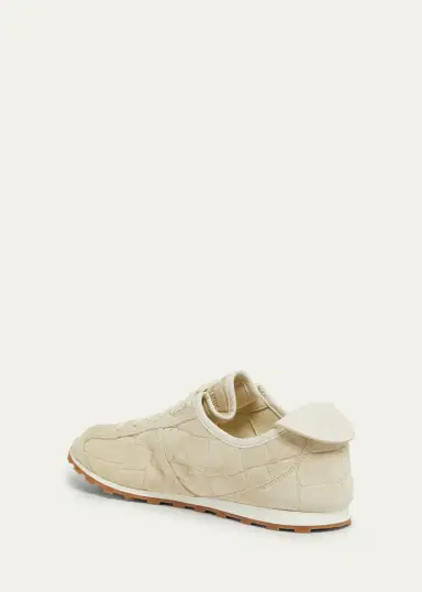 Jacquemus Men's Les Tennis Croc-Embossed Suede Sneakers | Thumbnail 4