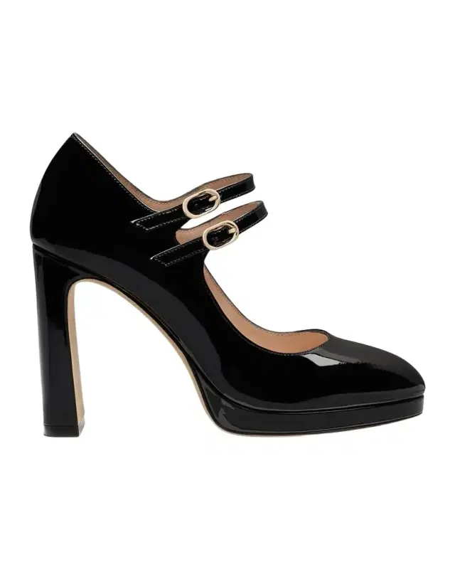 Stuart Weitzman 100mm Babette Patent Leather Platform Mary Jane Pumps