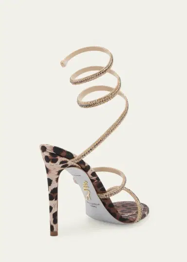 René Caovilla Cleo Animalier 105MM Satin Sandals | Thumbnail 3 René Caovilla Cleo Animalier 105MM Satin Sandals | Thumbnail 3