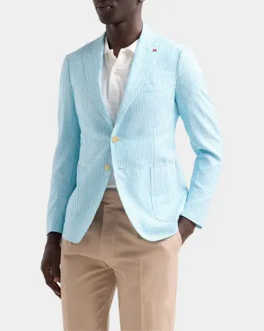 Isaia Seersucker Cotton-Silk Jacket | Thumbnail 4