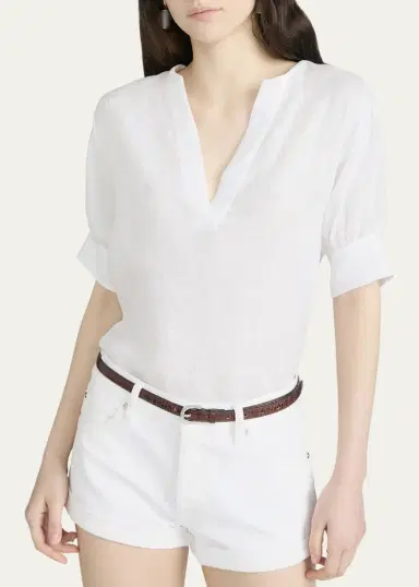 Frame The Linen V-Neck Top | Thumbnail 4
