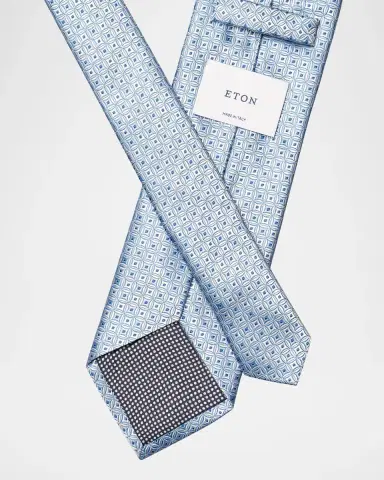 Eton Men's Tonal Geometric Medallion Silk Tie | Thumbnail 2