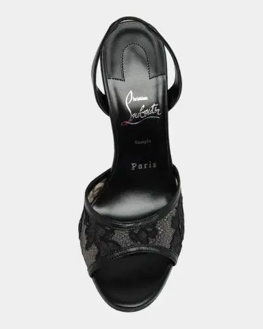 Christian Louboutin 100mm Miss Z Lace Slingback Sandals | Thumbnail 4