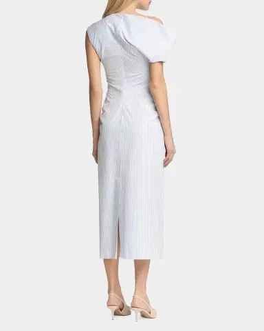 Malo Pinstriped Cotton Off-The-Shoulder Midi-Dress | Thumbnail 3 Malo Pinstriped Cotton Off-The-Shoulder Midi-Dress | Thumbnail 3