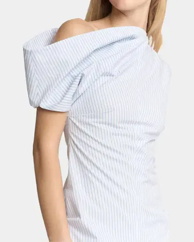 Malo Pinstriped Cotton Off-The-Shoulder Midi-Dress | Thumbnail 5 Malo Pinstriped Cotton Off-The-Shoulder Midi-Dress | Thumbnail 5