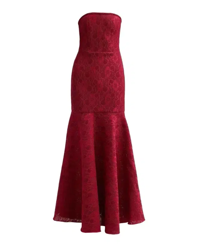 BLACK HALO Kristy Strapless Lace Jacquard Trumpet Gown