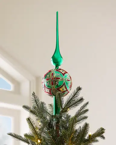 Exclusive Glitter-Embellished 10" Finial Christmas Tree Topper | Thumbnail 1 Exclusive Glitter-Embellished 10" Finial Christmas Tree Topper | Thumbnail 1