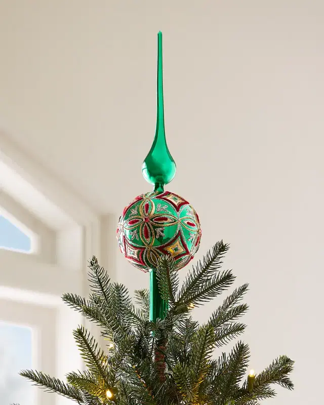 Exclusive Glitter-Embellished 10" Finial Christmas Tree Topper