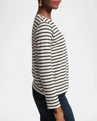 Frances Valentine Striped Long-Sleeve Cotton T-Shirt | Thumbnail 4 Frances Valentine Striped Long-Sleeve Cotton T-Shirt | Thumbnail 4