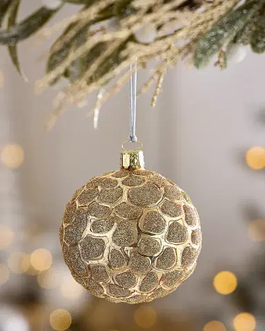 Exclusive Glitter-Embellished Matte Gold Ball Christmas Ornament | Thumbnail 1 Exclusive Glitter-Embellished Matte Gold Ball Christmas Ornament | Thumbnail 1
