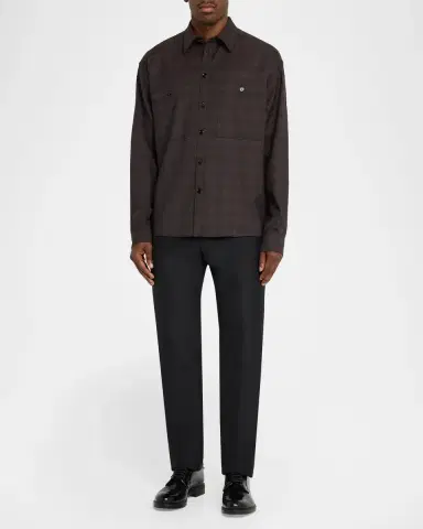 Dolce & Gabbana Men's Lana Tonal Check Double-Pocket Button-Down Shirt | Thumbnail 2