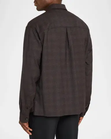 Dolce & Gabbana Men's Lana Tonal Check Double-Pocket Button-Down Shirt | Thumbnail 3