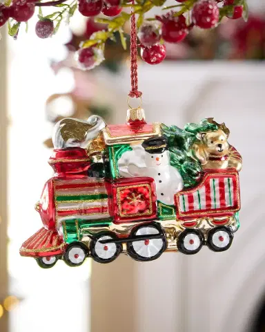 Exclusive Locomotive Train with Santa and Snowman Christmas Ornament | Thumbnail 2