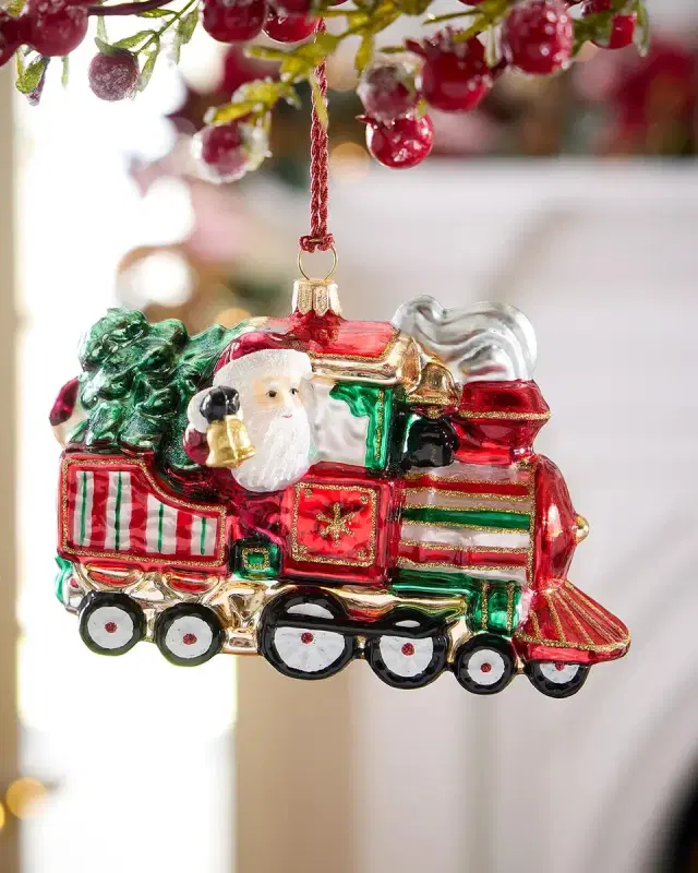 Exclusive Locomotive Train with Santa and Snowman Christmas Ornament