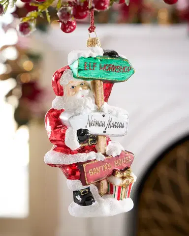 Neiman Marcus Santa with Road Signs Christmas Ornament | Thumbnail 1