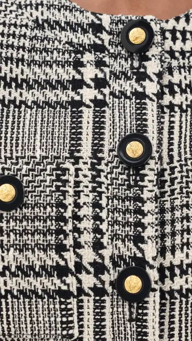 L'Agence Allegra Short Sleeve Cropped Jacket Blk/Wht Glen Plaid | Thumbnail 6