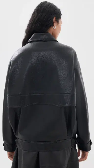Source Unknown Vitellino Double Breasted Faux Leather Jacket Black M/L | Thumbnail 3