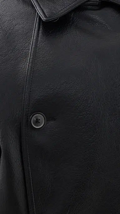 Source Unknown Vitellino Double Breasted Faux Leather Jacket Black M/L | Thumbnail 6