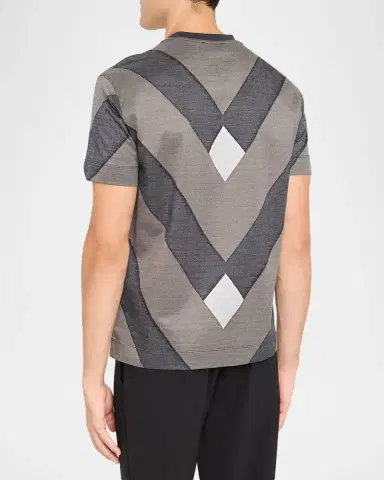 Emporio Armani Men's Crewneck Maxi-Chevron T-Shirt | Thumbnail 3