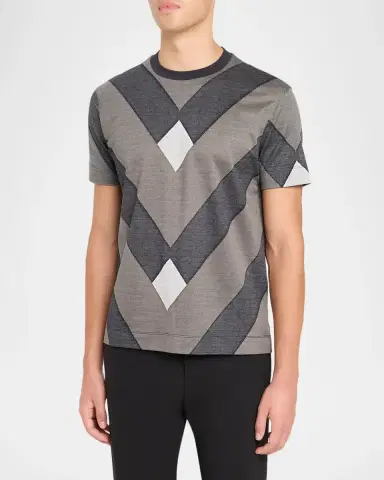 Emporio Armani Men's Crewneck Maxi-Chevron T-Shirt | Thumbnail 4