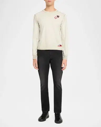 Diesel Men's Patchwork Long-Sleeve Crewneck T-Shirt | Thumbnail 2 Diesel Men's Patchwork Long-Sleeve Crewneck T-Shirt | Thumbnail 2