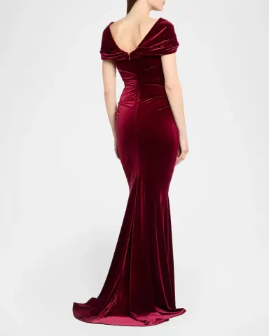 Talbot Runhof Kate Draped Velvet Mermaid Gown | Thumbnail 3 Talbot Runhof Kate Draped Velvet Mermaid Gown | Thumbnail 3