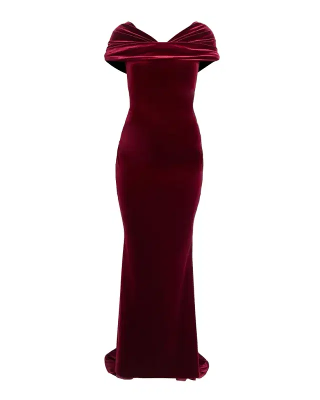 Talbot Runhof Kate Draped Velvet Mermaid Gown