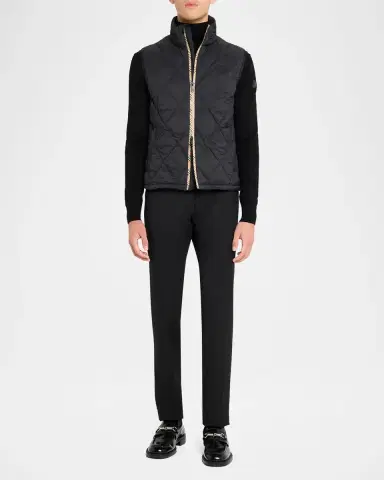 Burberry Men's Acresford Check-Tape Quilted Vest | Thumbnail 2