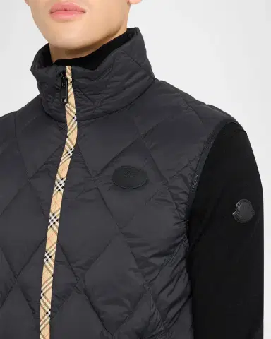 Burberry Men's Acresford Check-Tape Quilted Vest | Thumbnail 4