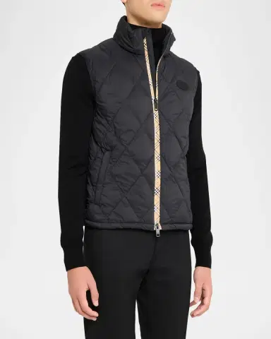Burberry Men's Acresford Check-Tape Quilted Vest | Thumbnail 5