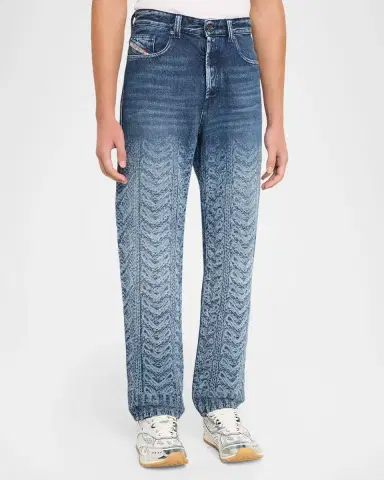 Diesel Men's Degrade Cable-Print Jeans | Thumbnail 4 Diesel Men's Degrade Cable-Print Jeans | Thumbnail 4
