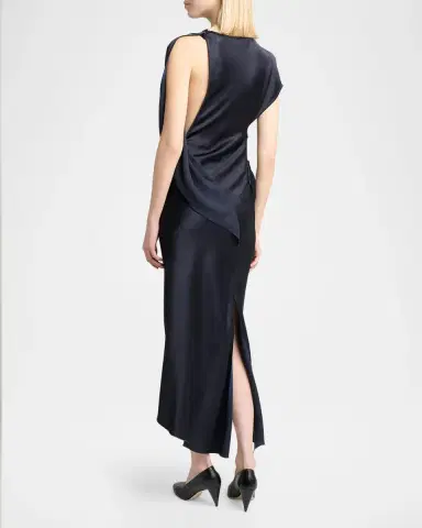 Victoria Beckham Kyra Satin Asymmetric Midi Dress | Thumbnail 3 Victoria Beckham Kyra Satin Asymmetric Midi Dress | Thumbnail 3