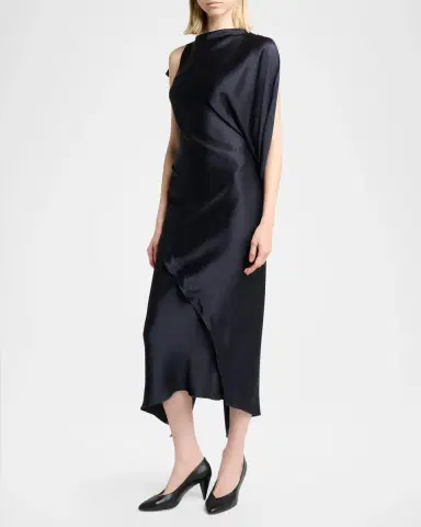 Victoria Beckham Kyra Satin Asymmetric Midi Dress | Thumbnail 4 Victoria Beckham Kyra Satin Asymmetric Midi Dress | Thumbnail 4