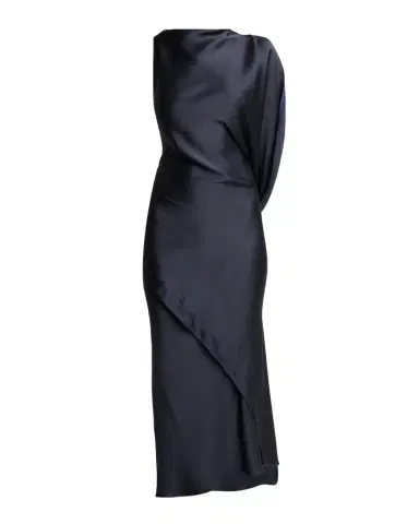 Victoria Beckham Kyra Satin Asymmetric Midi Dress | Thumbnail 1 Victoria Beckham Kyra Satin Asymmetric Midi Dress | Thumbnail 1