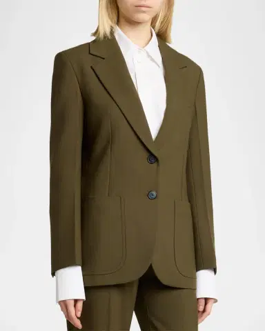 Victoria Beckham Katherine Patch Pocket Wool Single-Breasted Jacket | Thumbnail 4 Victoria Beckham Katherine Patch Pocket Wool Single-Breasted Jacket | Thumbnail 4