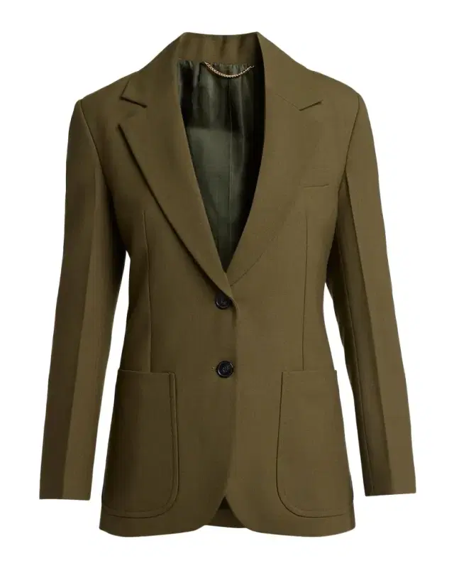 Victoria Beckham Katherine Patch Pocket Wool Single-Breasted Jacket