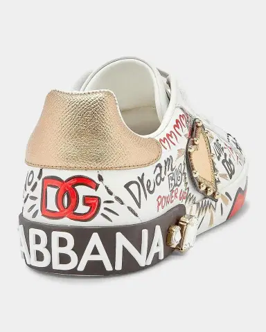 Dolce & Gabbana Embellished Printed Leather Low-Top Sneakers | Thumbnail 2