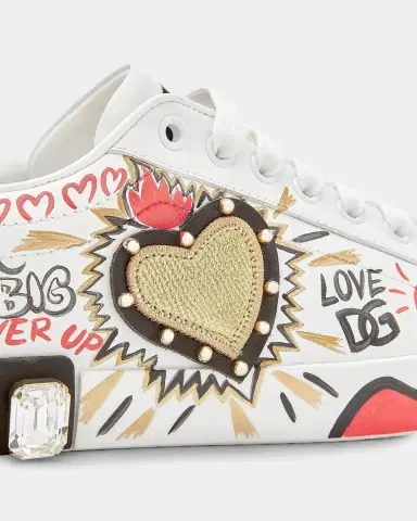 Dolce & Gabbana Embellished Printed Leather Low-Top Sneakers | Thumbnail 3