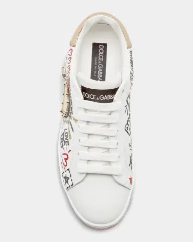 Dolce & Gabbana Embellished Printed Leather Low-Top Sneakers | Thumbnail 4