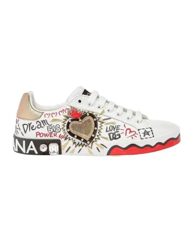 Dolce & Gabbana Embellished Printed Leather Low-Top Sneakers | Thumbnail 1