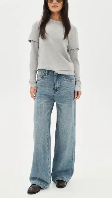 BLANKNYC Lead The Way Low Baggy Jeans Medium Indigo | Thumbnail 5