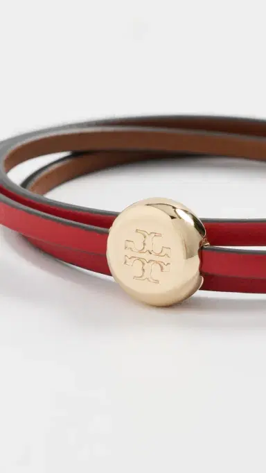 Tory Burch Romy Multi-Stand Bracelet Light Brass/Red One Size | Thumbnail 4