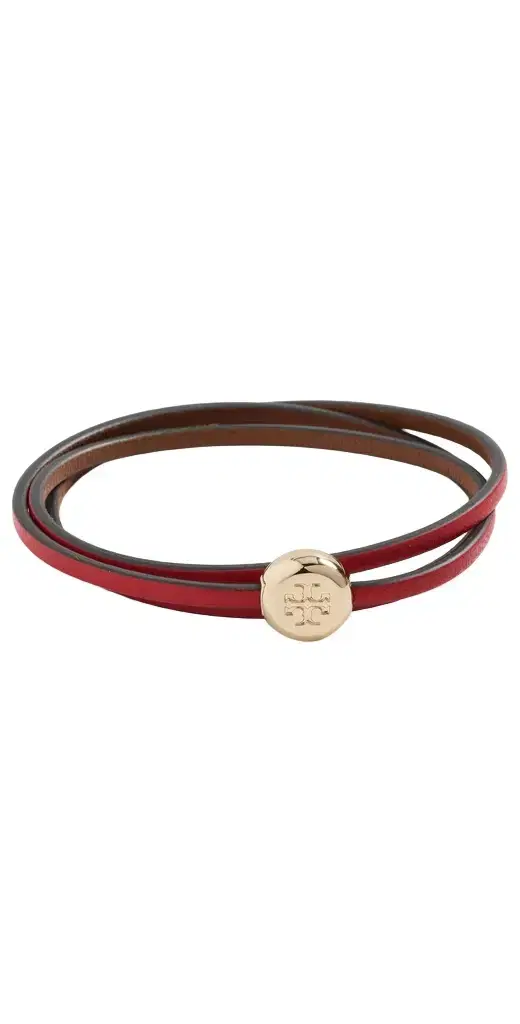 Tory Burch Romy Multi-Stand Bracelet Light Brass/Red One Size