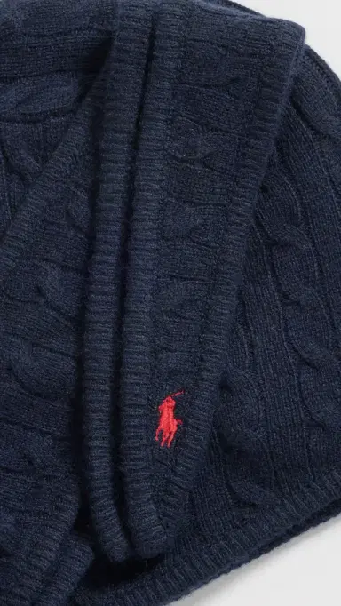 Polo Ralph Lauren Cable Hoodie Wrap Hunter Navy One Size | Thumbnail 4