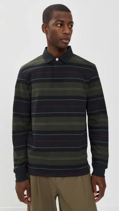 Barbour Frith Tartan Stripe Rugby Shirt Navy | Thumbnail 3