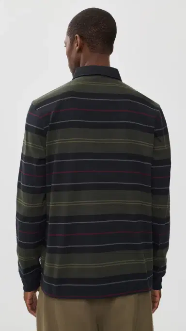 Barbour Frith Tartan Stripe Rugby Shirt Navy | Thumbnail 4