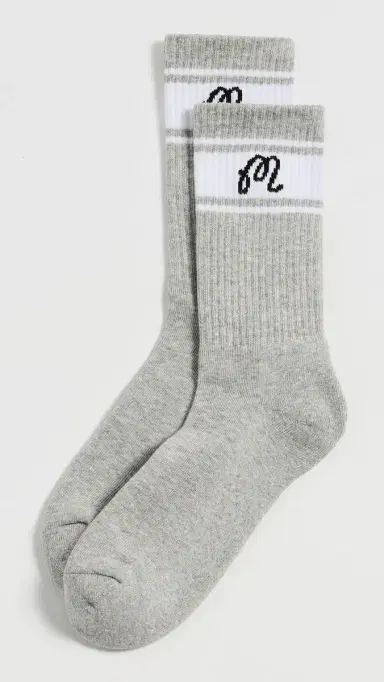 Malbon Haven Crew Socks Heather Grey One Size | Thumbnail 2