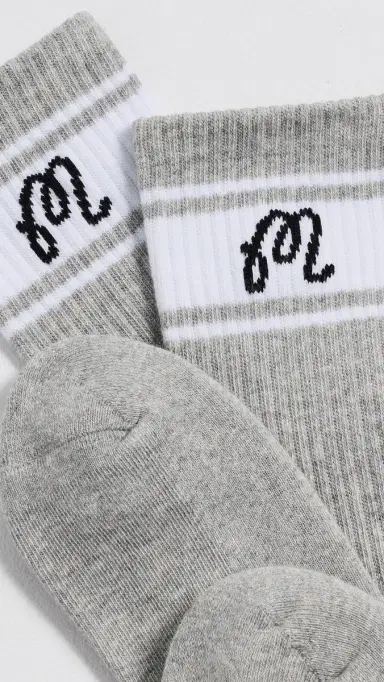 Malbon Haven Crew Socks Heather Grey One Size | Thumbnail 3